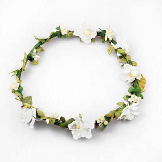 Pink White Flower Floral Boho Bridal Wedding Festival Garland Hairband Headband