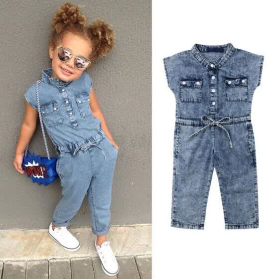 next girls denim jumpsuit