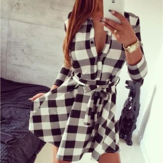 ladies check shirt dress