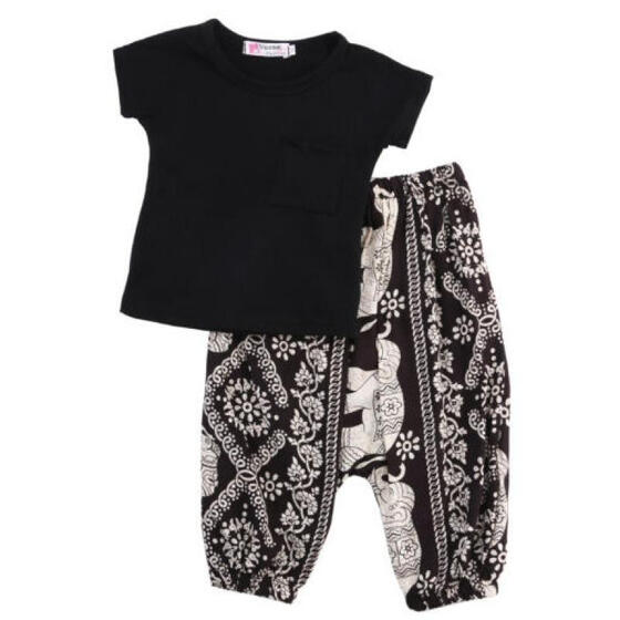 2pcs Toddler Kids Baby Boys Girls T-shirt Tops Long Pants Clothes Sets Outfits