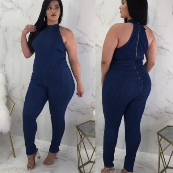 denim bodycon jumpsuit