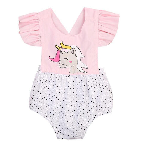 Newborn Infant Baby Girl Unicorn Romper Floral Bodysuit Summer Clothes UK