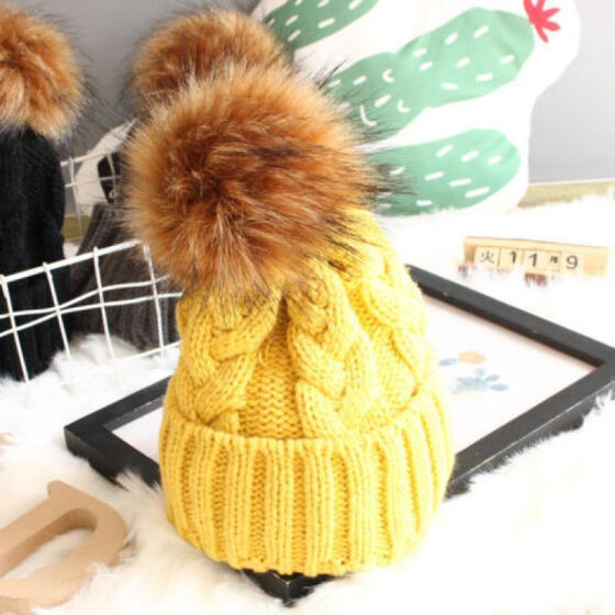 Winter Baby Kids Cute Panda Crochet Knitted Hat Simple Warm Pompom Beanie Cap