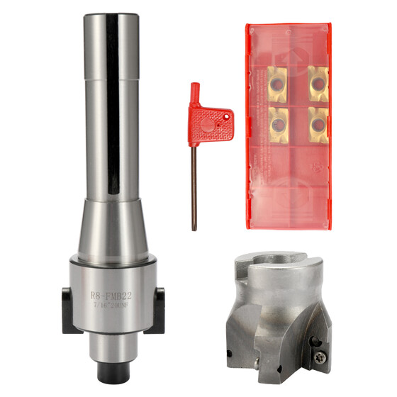 400R 50MM Face End Mill Cutter US R8 FMB22 Arbor 4Pcs APMT1604 Carbide Inserts