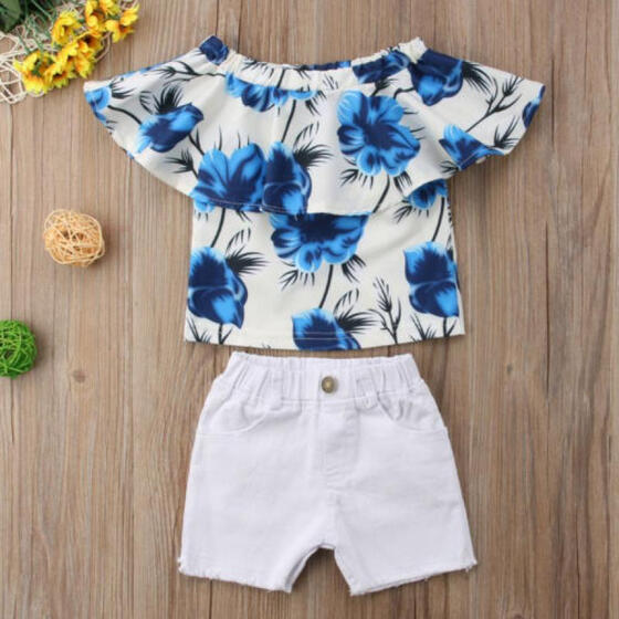 Toddler Kids Baby Girls T-shirt Tops+Jeans Shorts Pants Outfits Clothes 2PCS Set