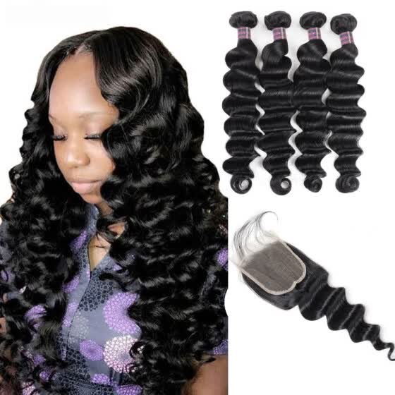 Shop Brazilian Remy Human Hair Weave Deep Loose Hair 4pcs Bundles