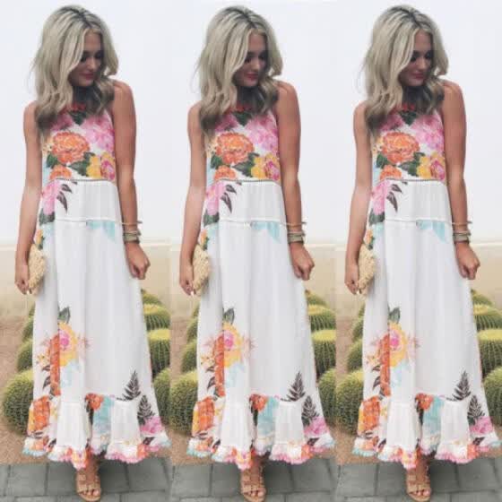 Shop Uk Women Lady Summer Boho Long Maxi Cocktail Evening