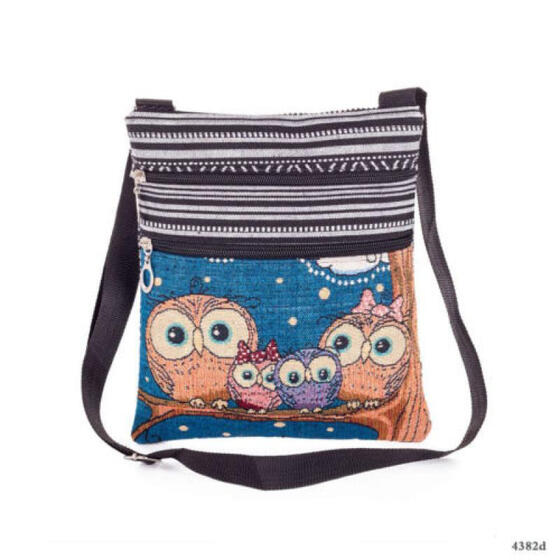 Women/'s Satchel Shoulder Bag Tote Messenger Cross Body Canvas Owl Handbag Ladies