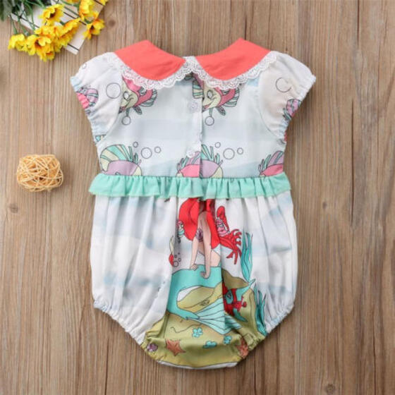 UK Toddler Newborn Baby Girl Cartoon Mermaid Bodysuit Romper Jumpsuit Clothes