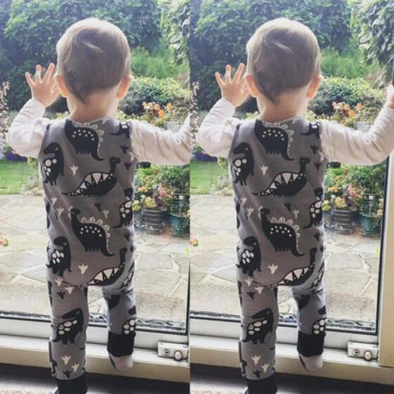 Newborn Infant Baby Boys Girls Dinosaur Romper Jumpsuit Bodysuit Clothes Outfits