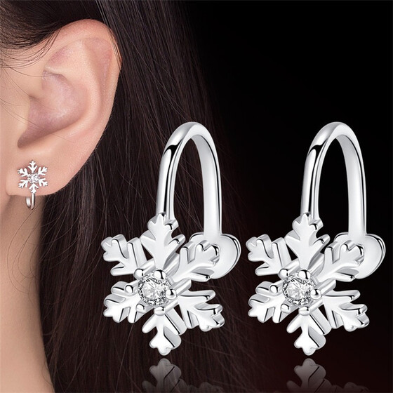 Silver Material Earrings Girls Women Flower CZ Pearl Drop Earrings Anniversary