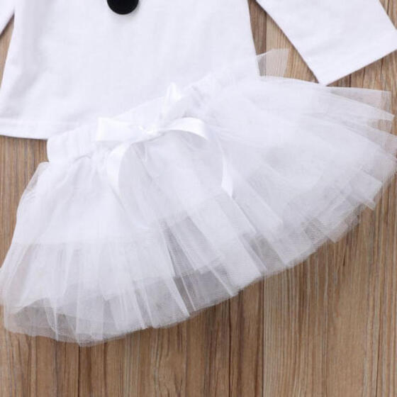 USA Toddler Kid Baby Girl Stripe T-shirt Top Lace Tutu Skirt Outfits Set Clothes