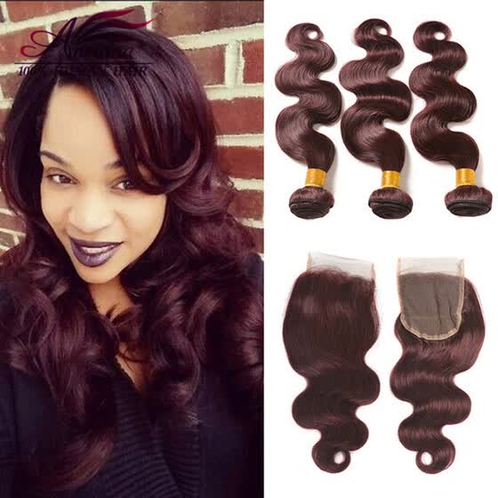 Shop Hot Sale 99j Brazilian Hair With Closure Red Wine