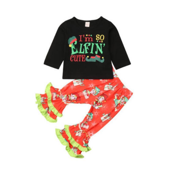 Toddler Baby Kids Girls Clothes T-shirt Tops Floral Flare Pants 2PCS Outfits Set