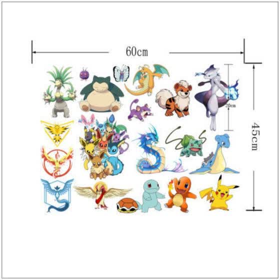 Shop Pokemon Go Characters Wall Stickers Cute Pikachu Mural Pvc