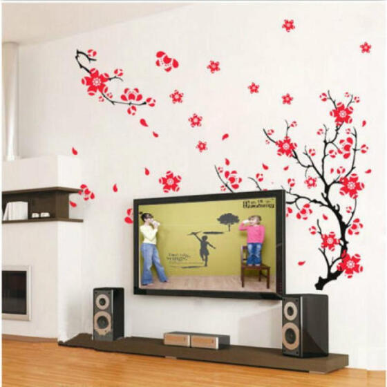 Large Plum Blossom Flower Birds PVC Wall Stickers Art Decal HomeRoom decoration