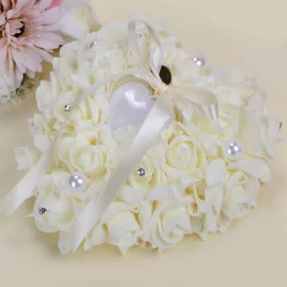 Shop Wedding Ceremony White Satin Crystal Flower Ring Bearer