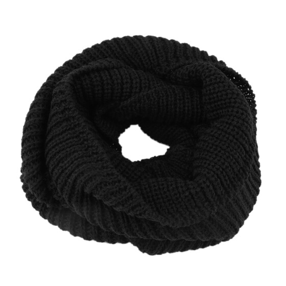 Women Winter Warm Infinity Long 2-Circle Cable Knit Cowl Neck Tassel Scarf Shawl