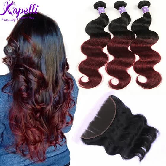 Shop Ombre Malaysian Hair With Frontal Closure Kapelli 3 Bundles