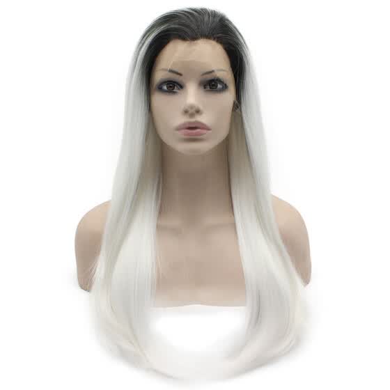 Shop Iwona Synthetic Hair Lace Front Long Stright Ombre Black
