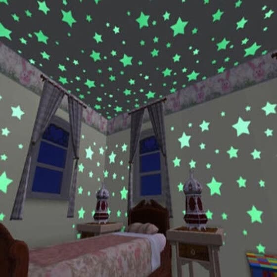 Shop 100pc Home Wall Glow In The Dark Space Star Stickers