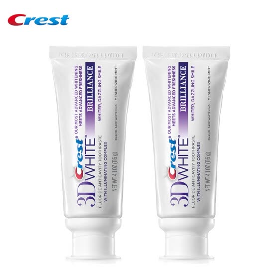 Crest 3D Brilliance White Glamorous White Toothpastes Deep Clean Oral Hygiene Teeth Whitening 116g*2