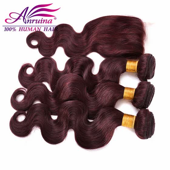 Shop Hot Sale 99j Indian Hair Body Wave With Closure Human Hair