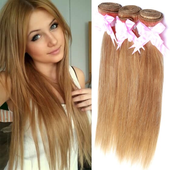 Shop Brazilian Straight Hair 3 Bundles Honey Blonde Brazilian Hair
