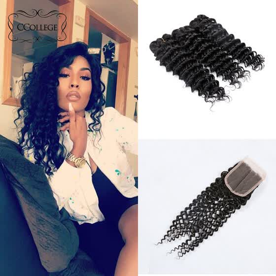 Shop 8a Virgin Brazilian Deep Wave With Closure 3 Bundles Ccollege