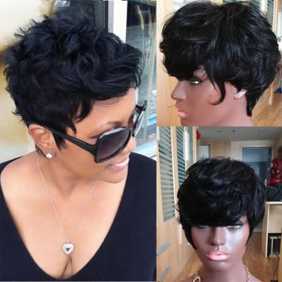 Shop Brazilian Human Hair Curly None Lace Wigs Short Natural Wave