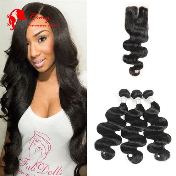 Shop 3 Bundles Brazilian Virgin Hair With Closure 7a Human Virgin