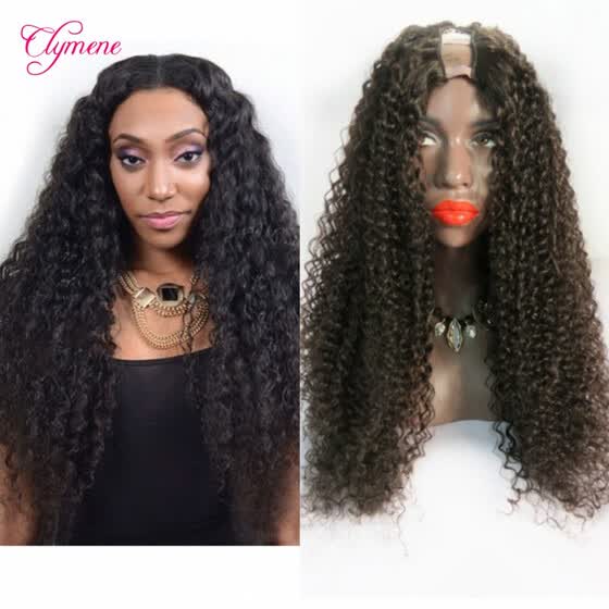 Shop Clymene Hair Glueless U Part Curly Human Hair Wigs 180