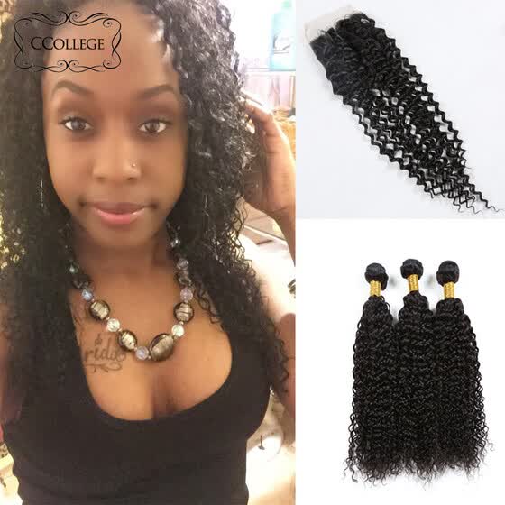 Shop Ccollege Hair Company Peruvian Kinkly Curly With Closure 3