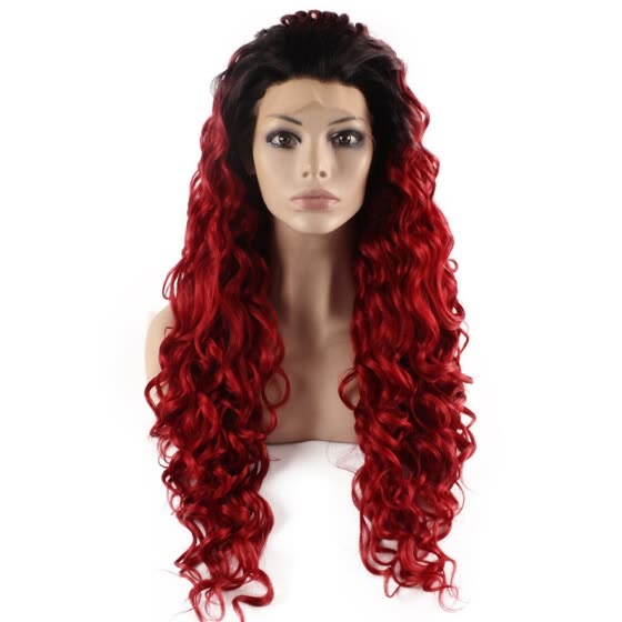 Shop Iwona Synthetic Hair Lace Front Long Curly Black Red