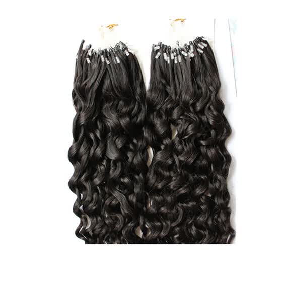 Shop Micro Ring Bead Loop Hair Extensions Curly Brazilian Human
