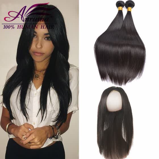 Shop Brazilian Straight Hair Bundles With 360 Frontal 360 Lace
