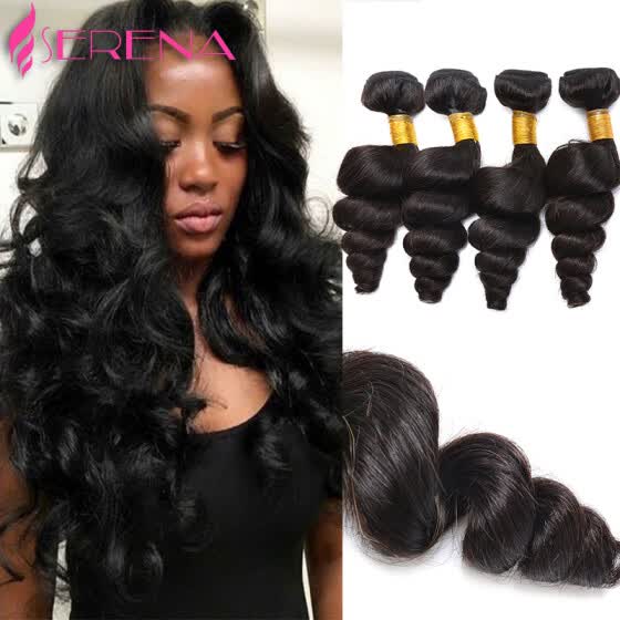 Shop Peruvian Loose Wave Human Hair Bundles 4 Pcs 7a Peruvian