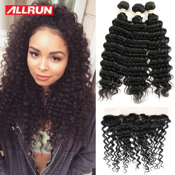 Shop Brazilian Deep Wave Frontal With Bundles Lace 13 4 100 Human