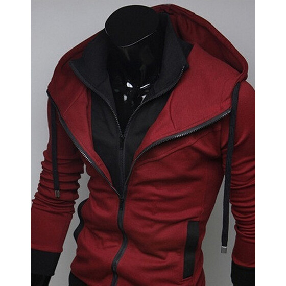 New Men/'s Fashion Sweatshirt Jacket Sweats Leather Sleeve Splice Cardigan Coats