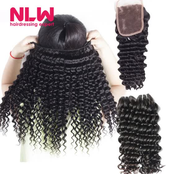 Shop New Year Discount Deep Wave Malaysian Hair Weave With Lace