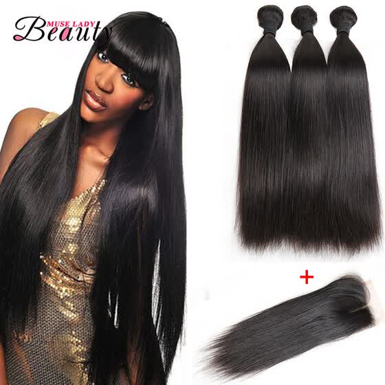 Shop Peruvian Straight Hair Bundles With Closure 3 Bundles Virgin