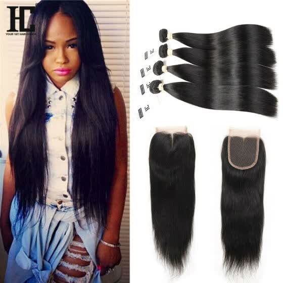 Shop Grade 8a Peruvian Virgin Hair With Closure 4 Bundles Straight