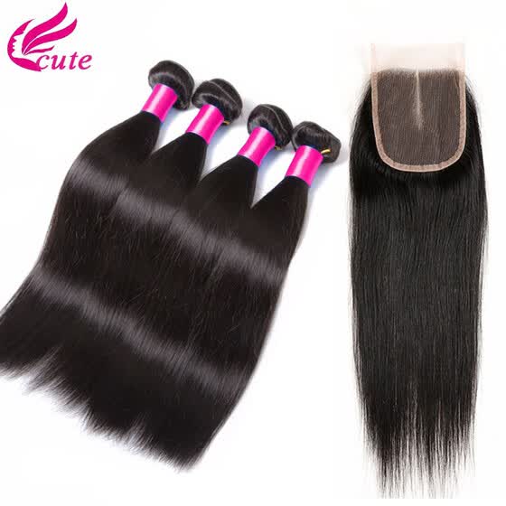 Shop 8a Malaysian Straight Hair With Closure 3 Bundles With