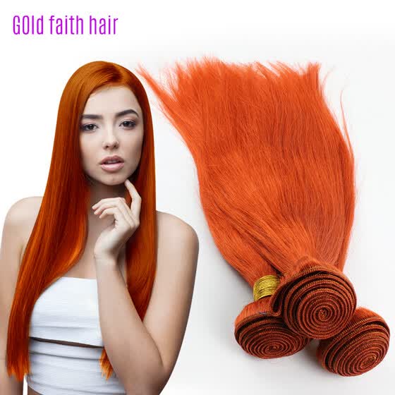 Shop Peruvian Virgin Remy Hair Orange Straight Human Hair Weave 3