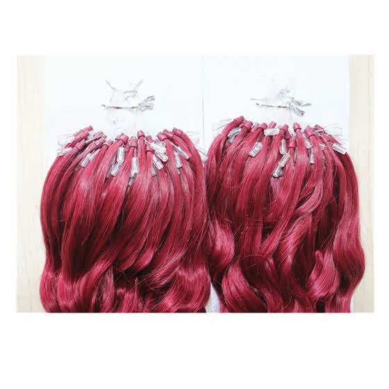 Shop Bright Wine Red Micro Ring Bead Loop Hair Extension Quality