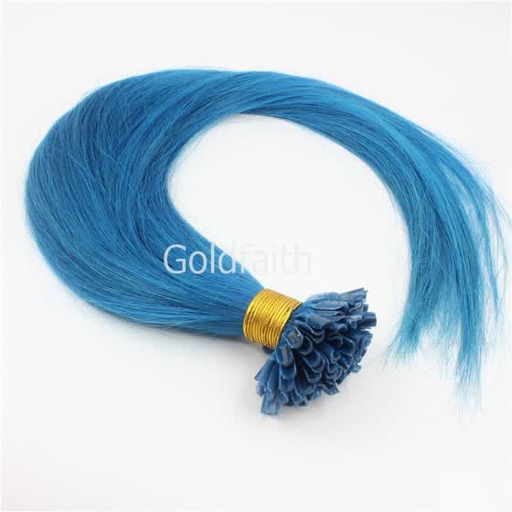 Shop 100 Brazilian Virgin Hair Blue Nail Tip Hair Silky Straight