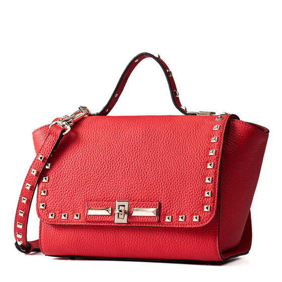 PURSE BAG Female Messenger Bag Leather Handbag Rivet Shoulder Bag Cowhide Wild Fashion Messenger Bag Green