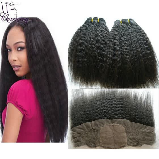 Shop Charming Hair Kinky Straight Frontal With Bundles 3 Pcs Lot
