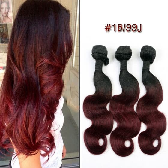 Shop Natural Dark Black Root Two Tone Black Red Ombre Body Wave 3pcs Weave Bundles Brazilian Human Virgin Remy Hair Weft Extension 99 Online From Best Pre Colored Hair Weaves On Jd Com Global Site