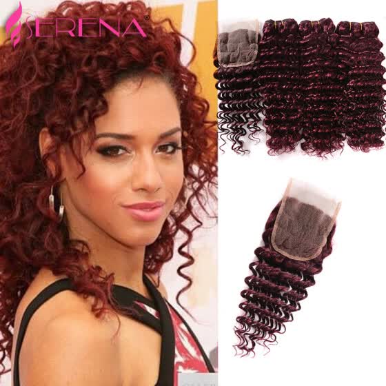 Shop 7a Mink Brazilian Virgin Hair Deep Curly Red Human Hair Weave